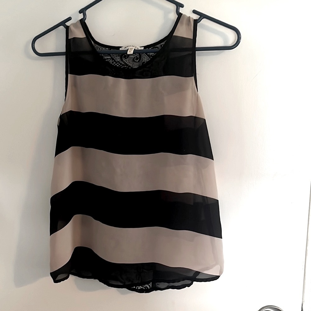 Beige & black striped top